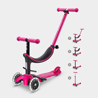 Patinete Mini Micro 4 en 1 Deluxe LED Rosa