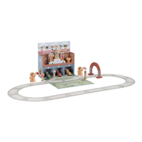 Caja de juego con pista de carreras