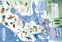 atlas de mares y oceanos con pegatinas