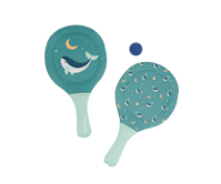 Palas playa neopreno whale teal  con pelota
