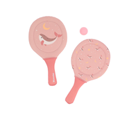 Palas playa neopreno whale pink con pelota