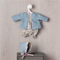 Conjunto 36cm Camisa, pololo y capota celeste