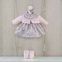 Vestido 36cm Flores grises chaqueta rosa